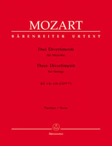 THREE DIVERTIMENTI K136- K138 STRING QUARTET SCORE cover